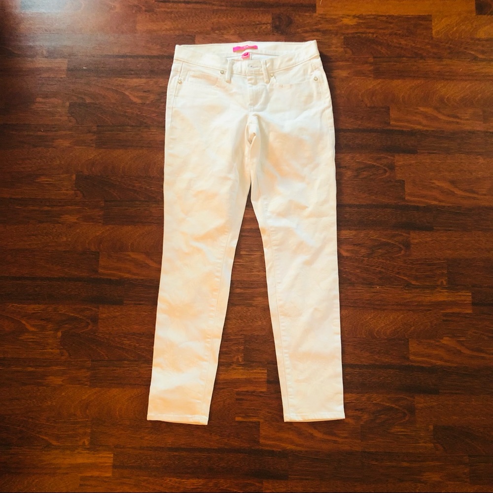 Lilly Pulitzer White Leaf Print Jeans SZ 4.
